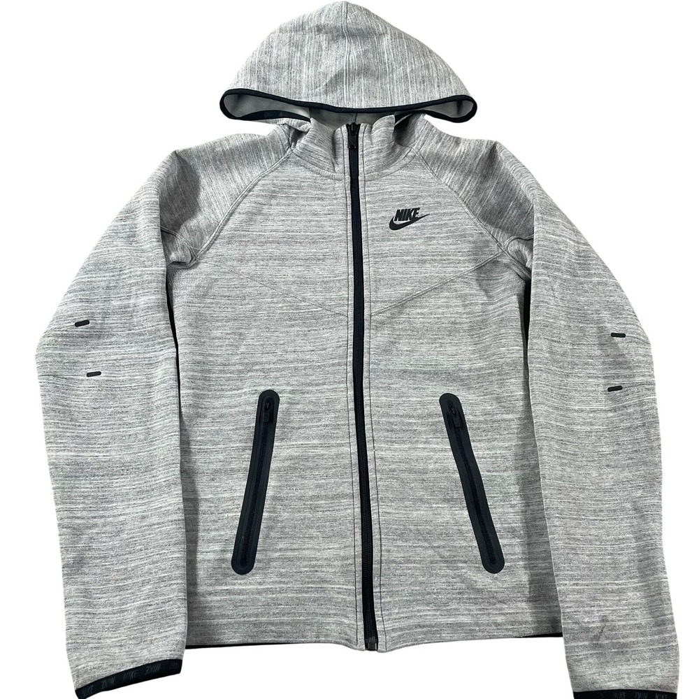 Nike Tech Sweatshirt Gray Heather Zip Front Scuba Hoodie Hooded Womens XS *